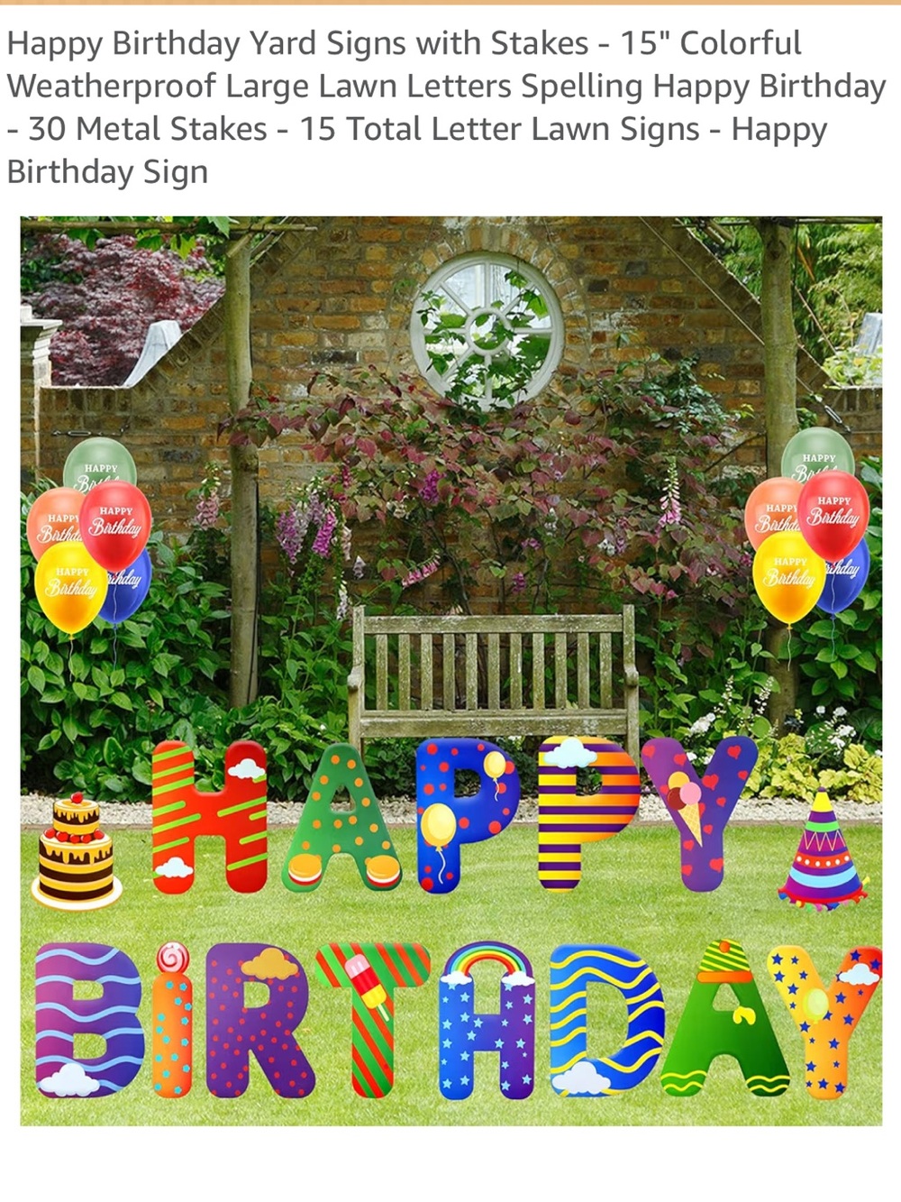 Colorful 'HAPPY BIRTHDAY' Lawn Letter Sign Set NWT Box Unopened